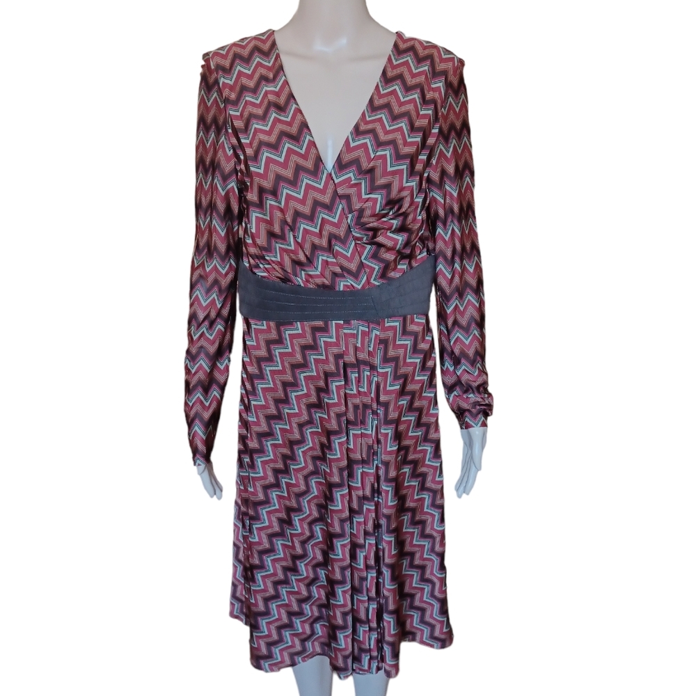 Kay Unger Womens Multicolor Long Sleeved Aline Dress Knee Length Size 10
